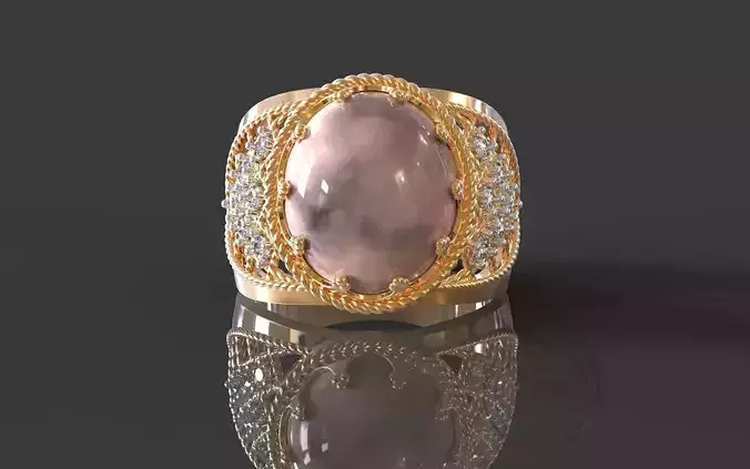 Ring cabochon 14x12 and filigree