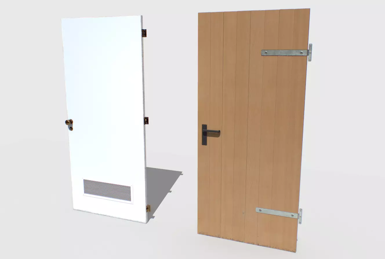 Basement Doors Pack 1 Low-poly 3D model_0