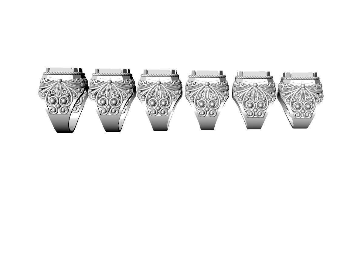 Emerald 16x14 Ring with filigree many sizes 3D print model_6