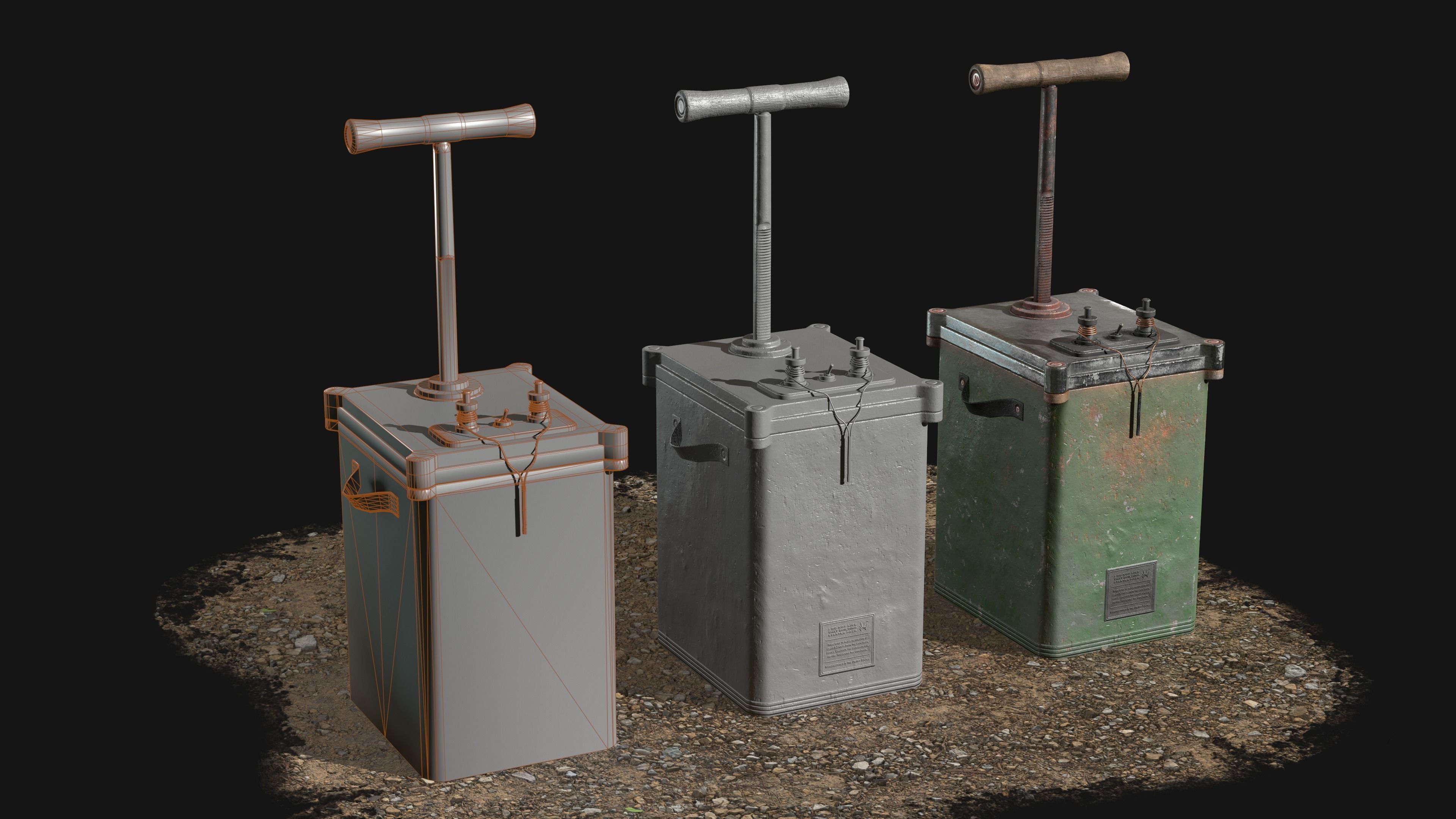 Dynamite Detonator Low-poly 3D model_7