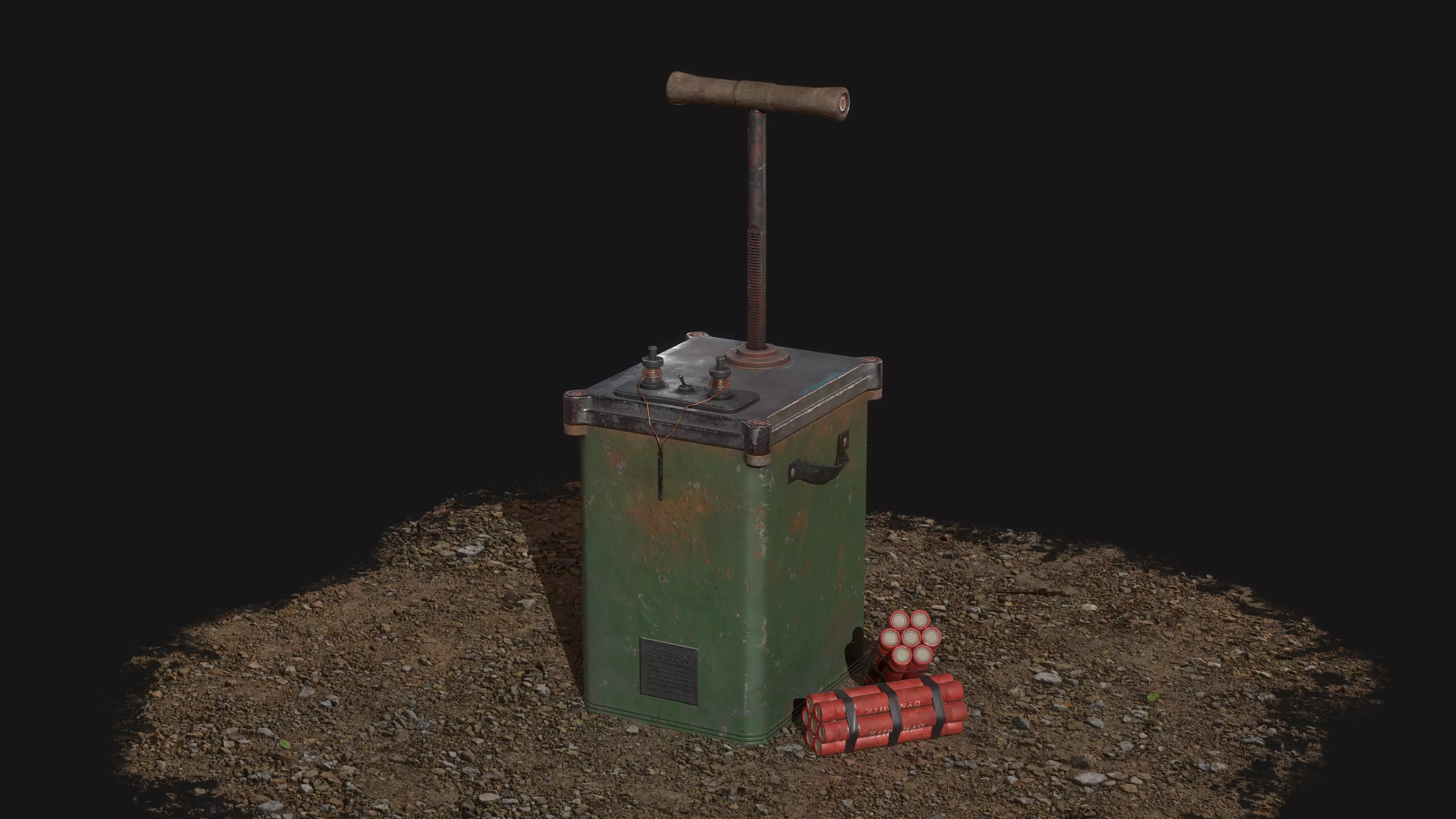 Dynamite Detonator Low-poly 3D model_0
