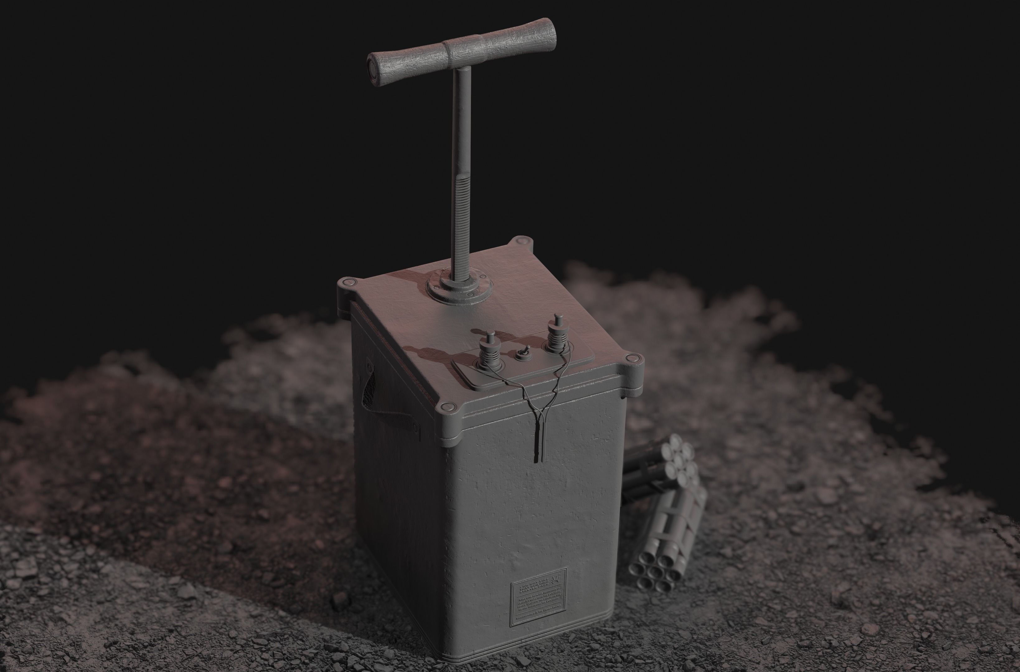 Dynamite Detonator Low-poly 3D model_6