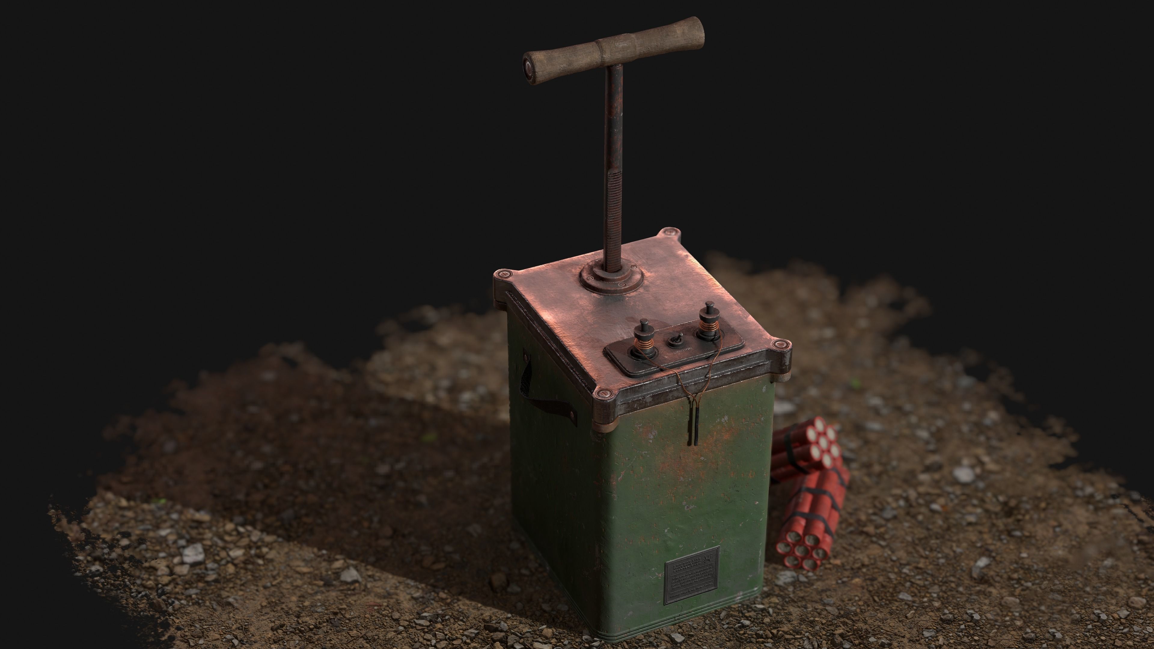 Dynamite Detonator Low-poly 3D model_5