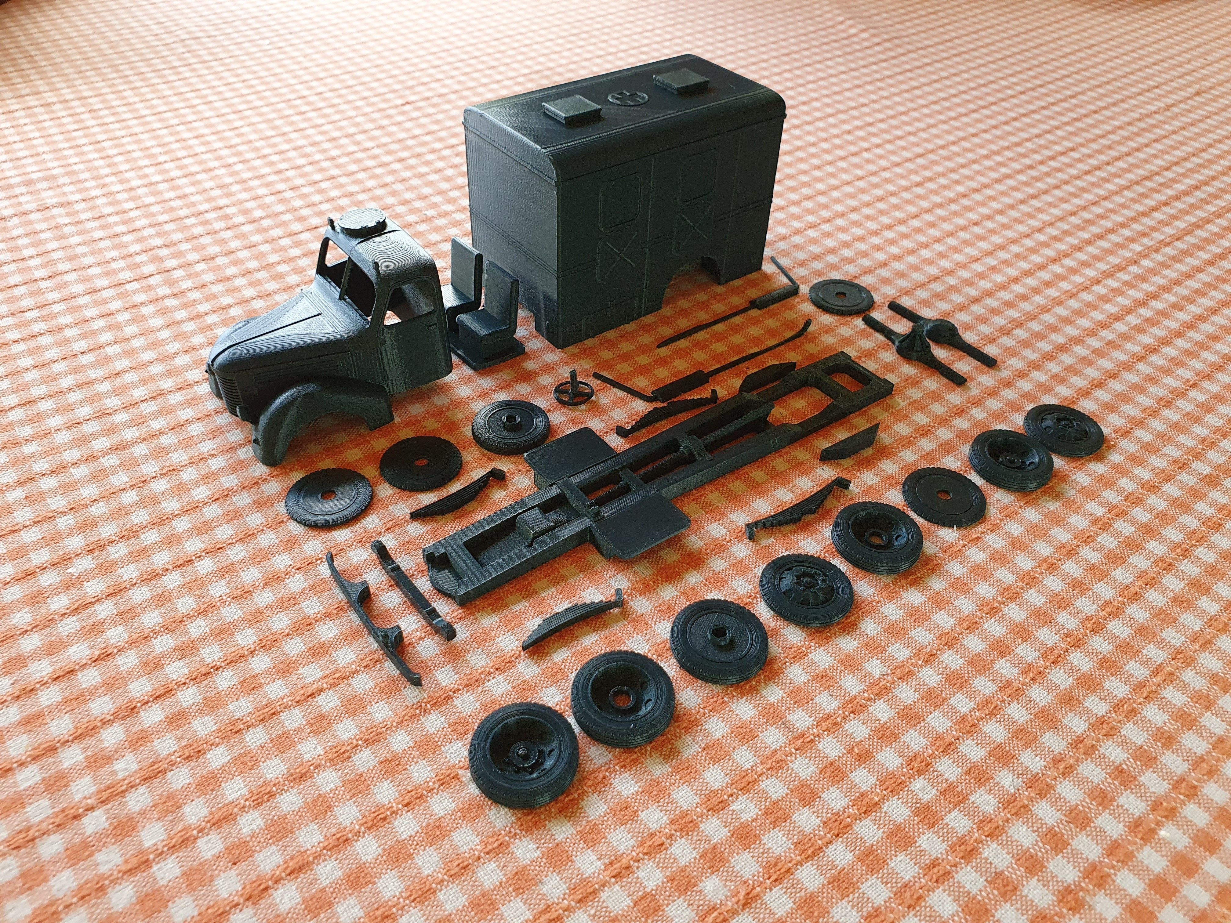 Praga RN ambulance - scale model kit 3D print model_13