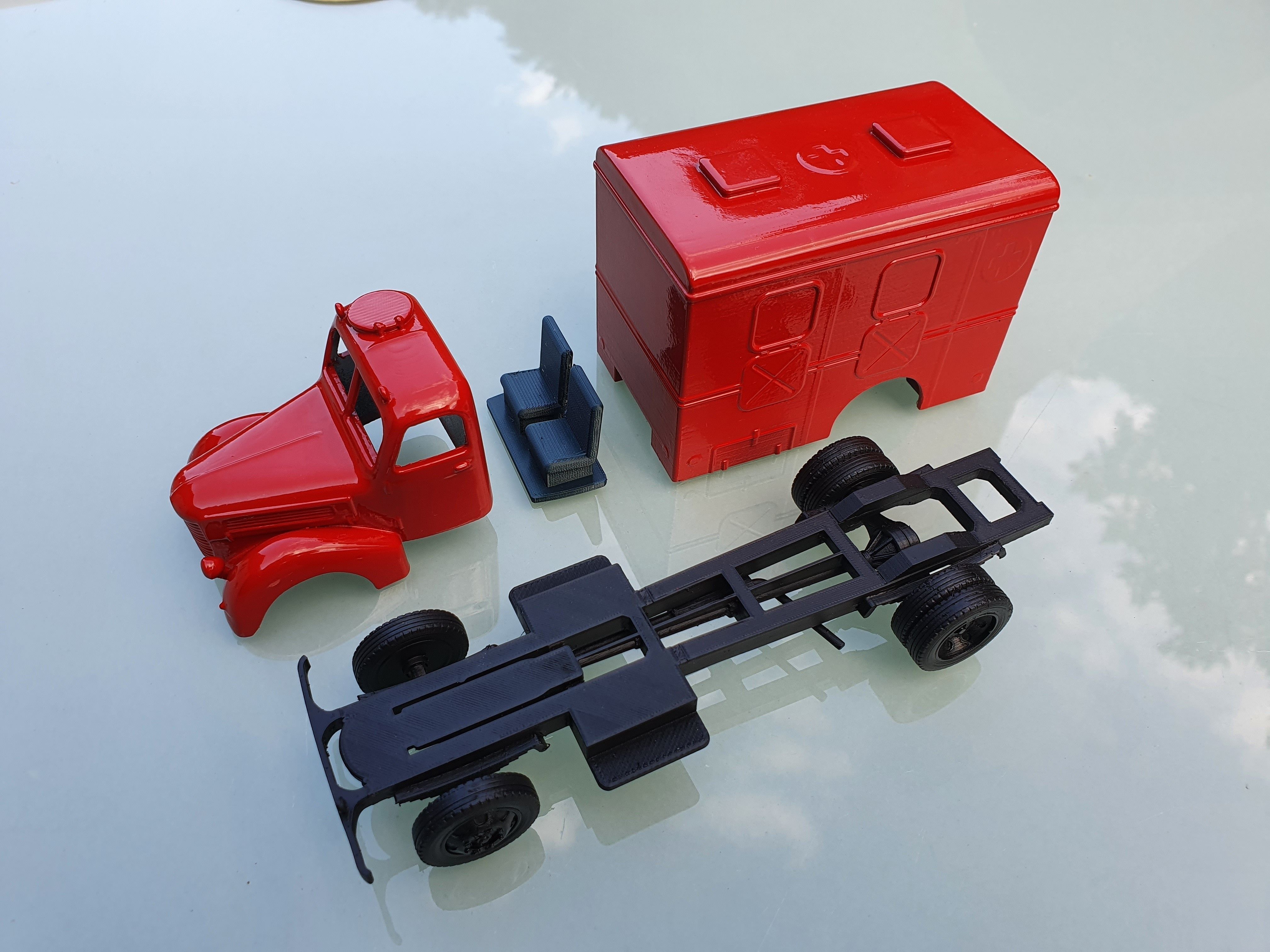 Praga RN ambulance - scale model kit 3D print model_16