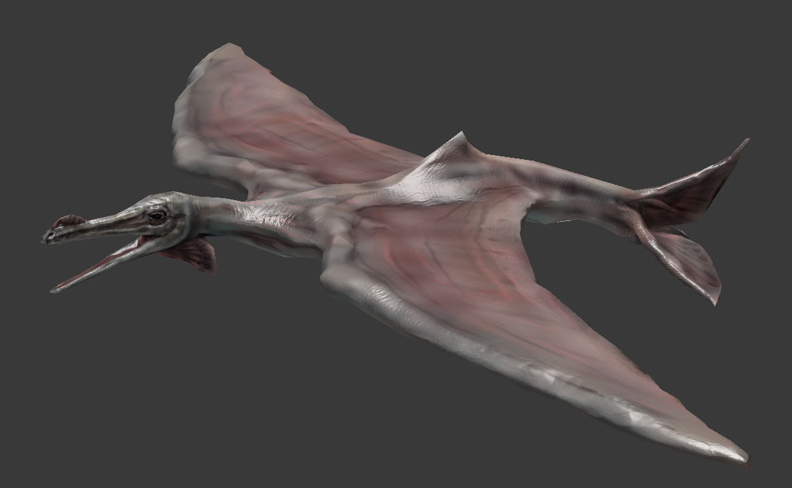 Terafin - prehistoric flying creature Low-poly 3D model_1