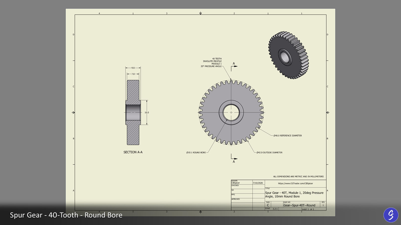 40-Tooth Spur Gear 03 3D print model_3