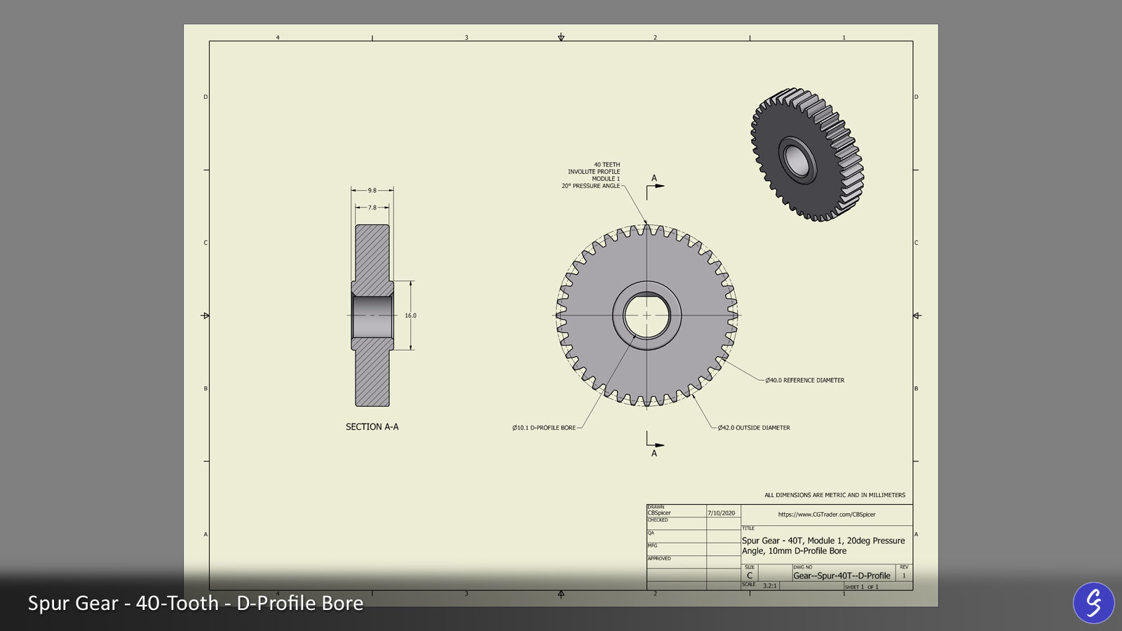 40-Tooth Spur Gear 03 3D print model_11