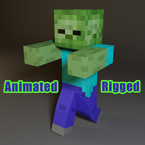 Minecraft Zombie Rigged Animated 3D model