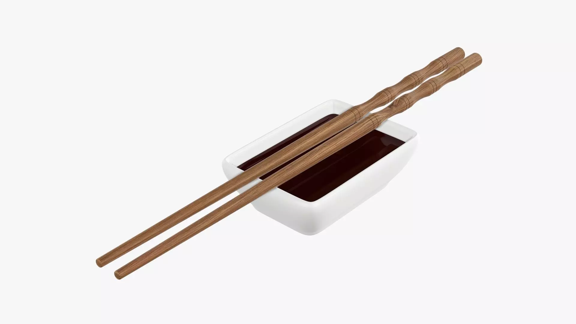 Soy sauce in a bowl and chopsticks 3D model_0