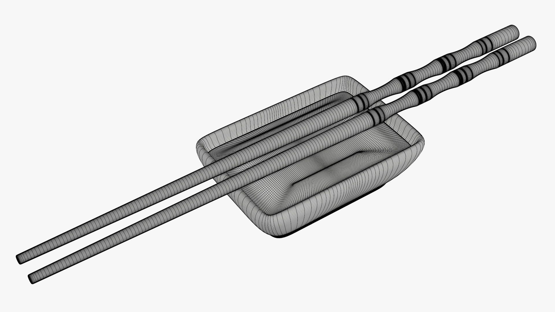 Soy sauce in a bowl and chopsticks 3D model_6