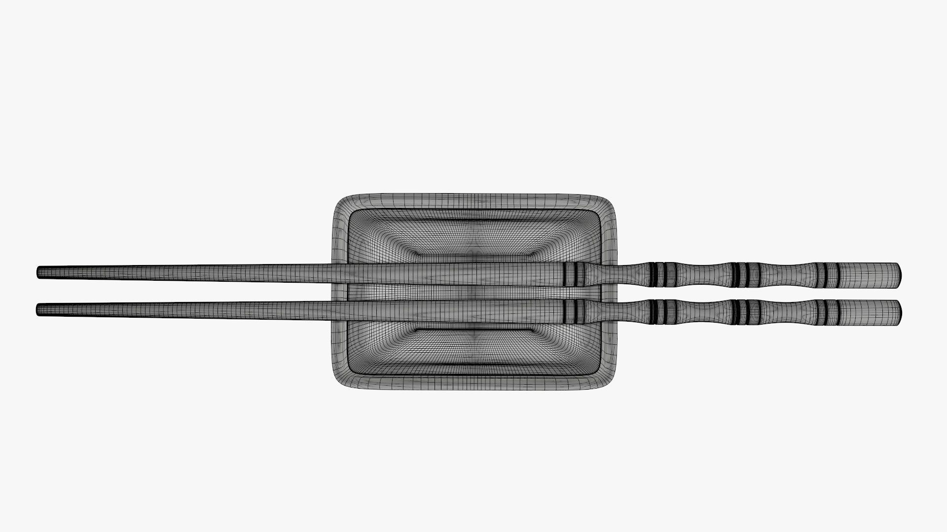 Soy sauce in a bowl and chopsticks 3D model_9