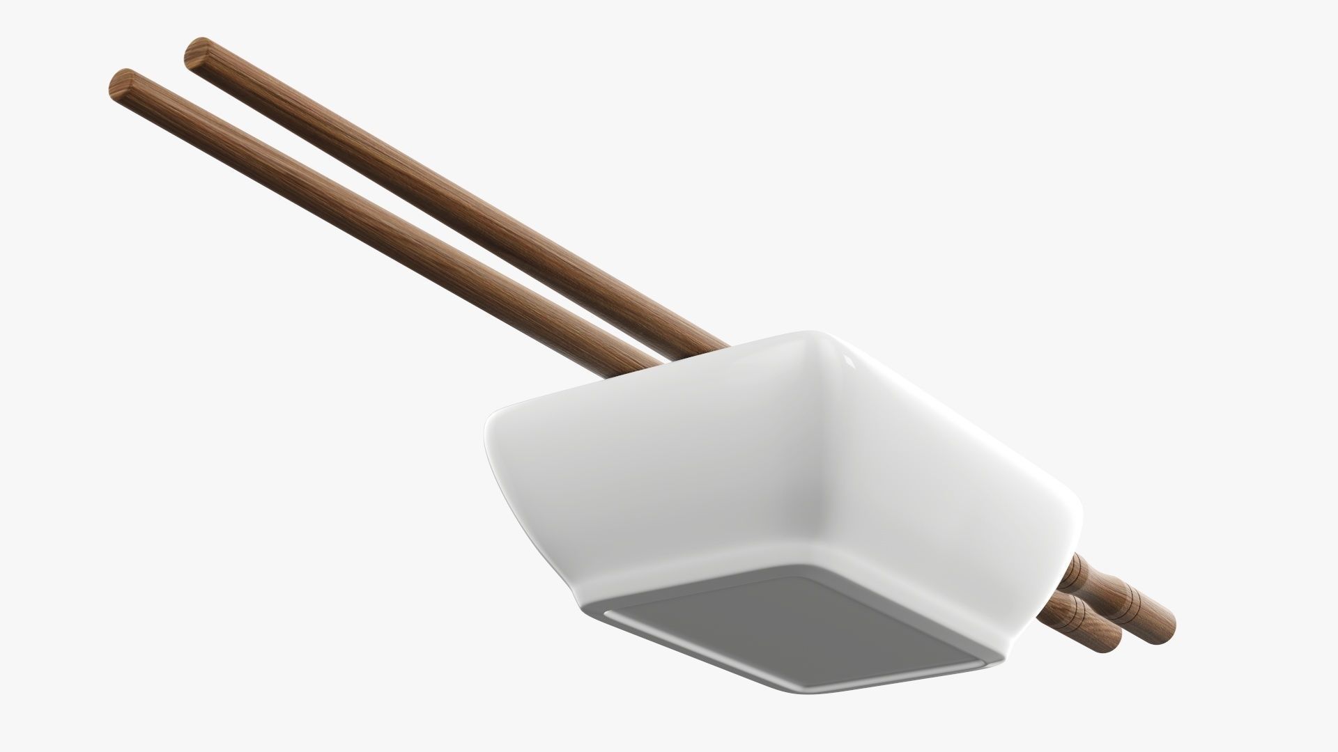 Soy sauce in a bowl and chopsticks 3D model_3