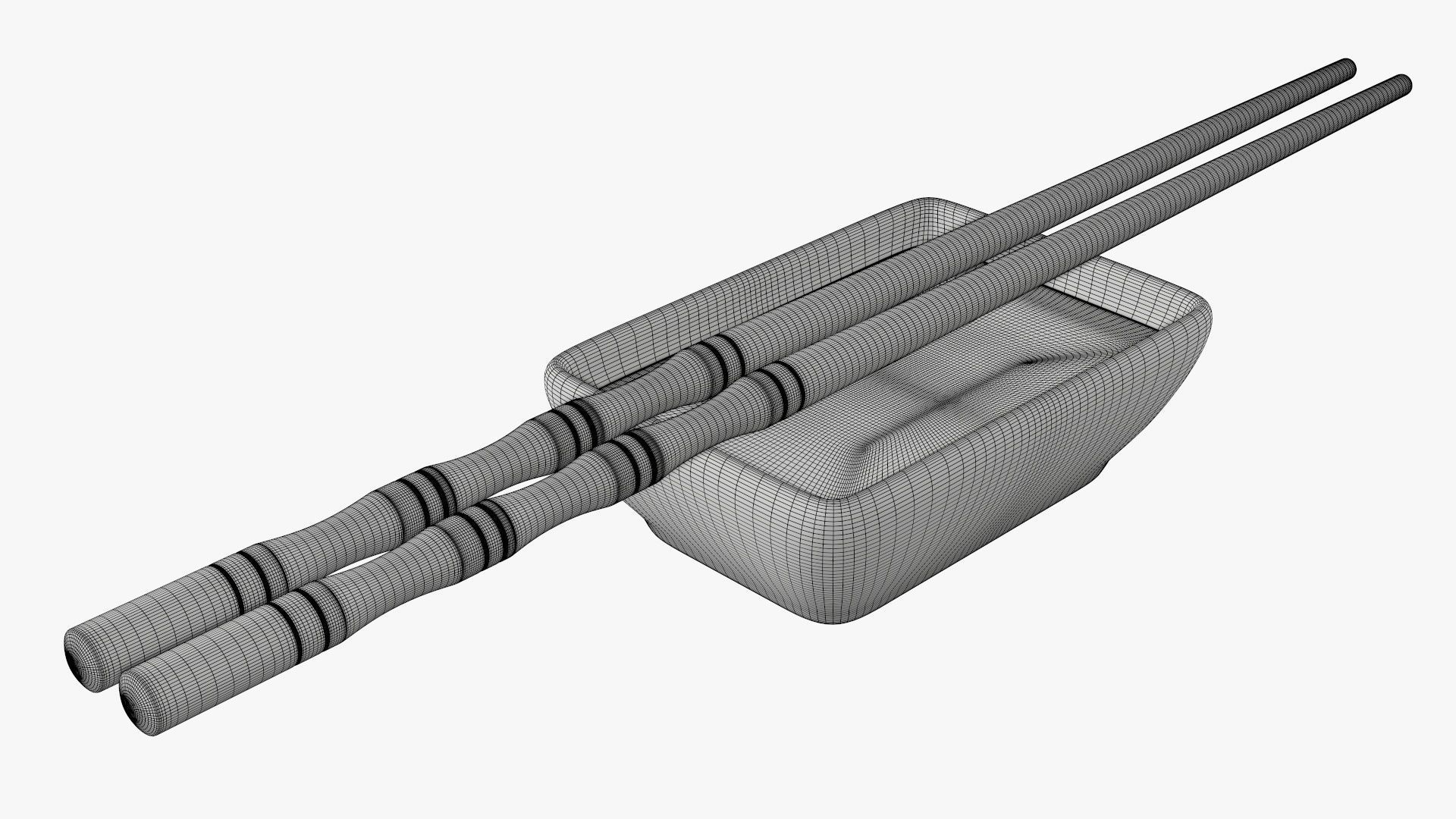 Soy sauce in a bowl and chopsticks 3D model_7