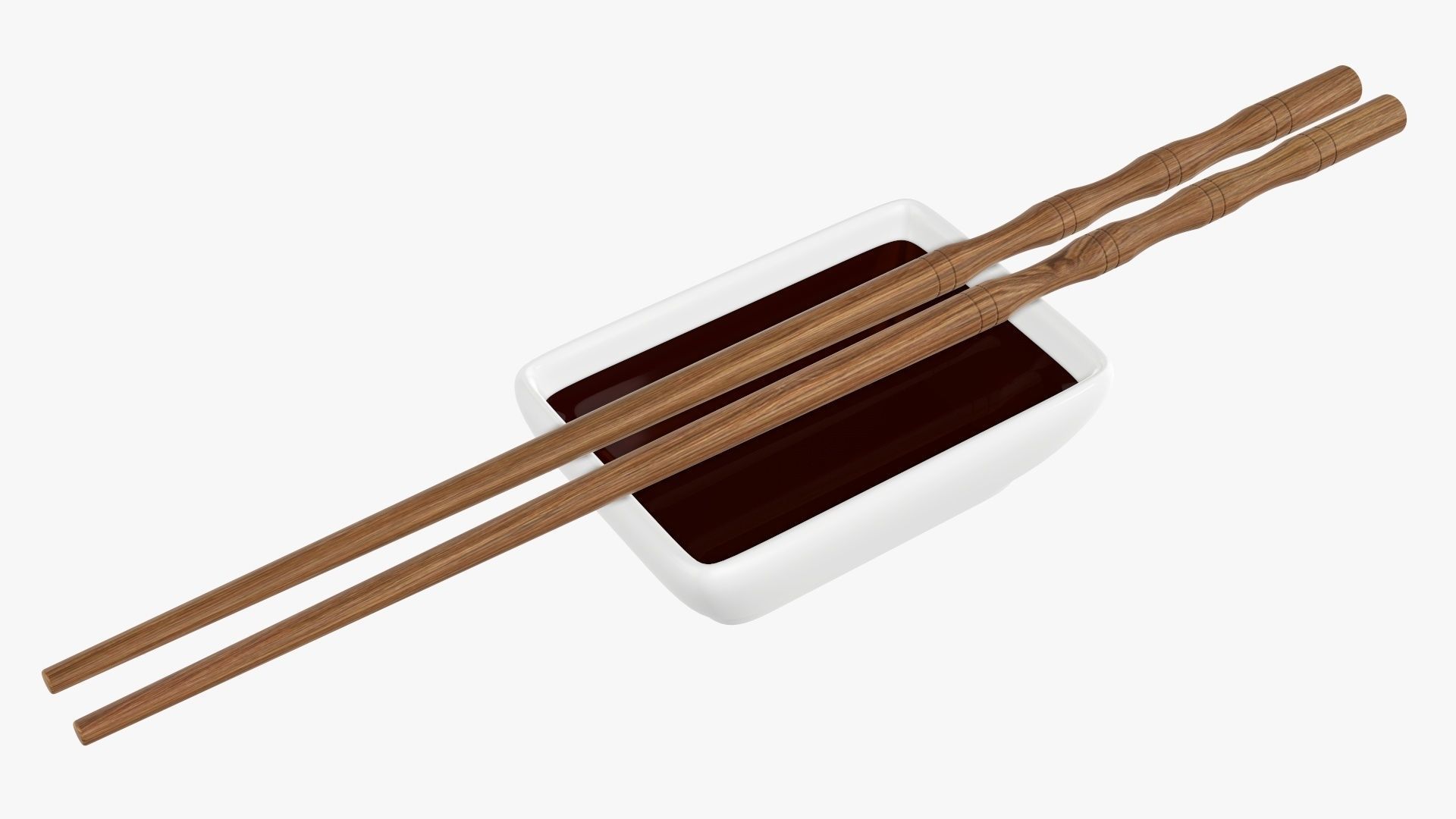 Soy sauce in a bowl and chopsticks 3D model_1