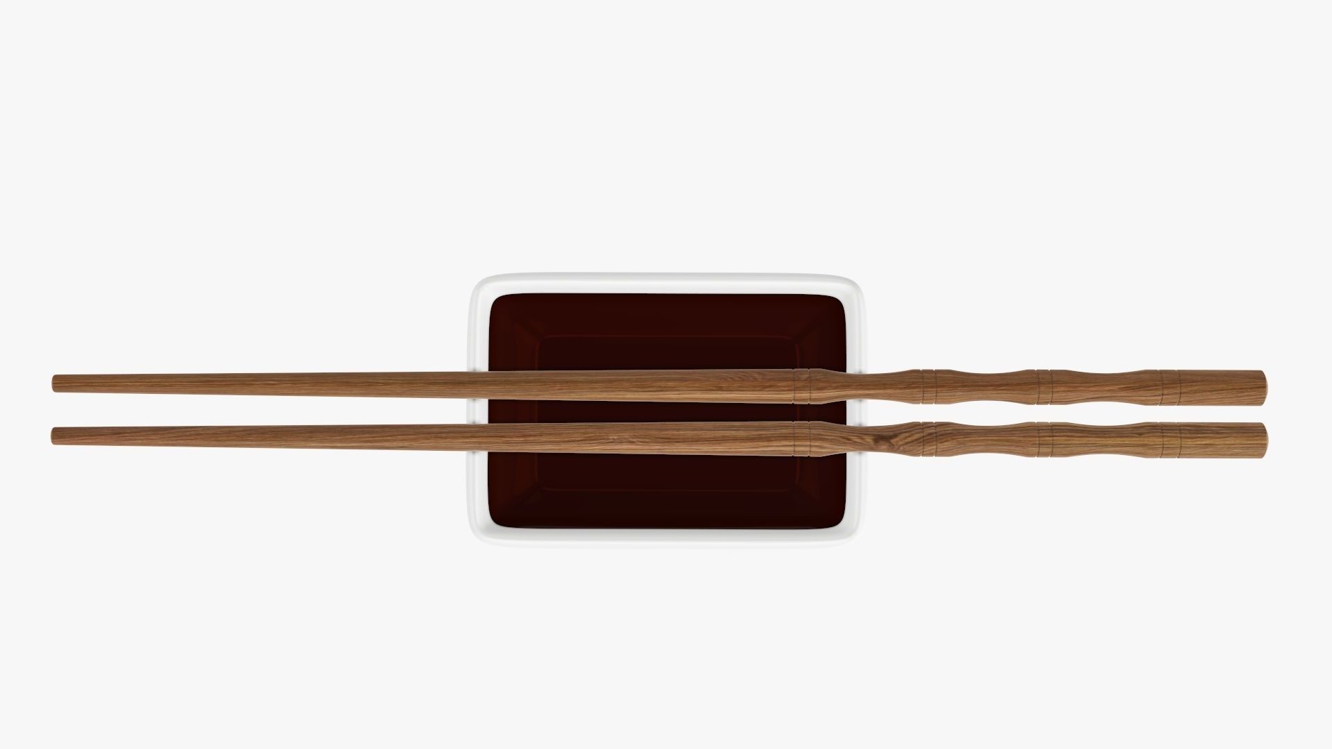 Soy sauce in a bowl and chopsticks 3D model_4