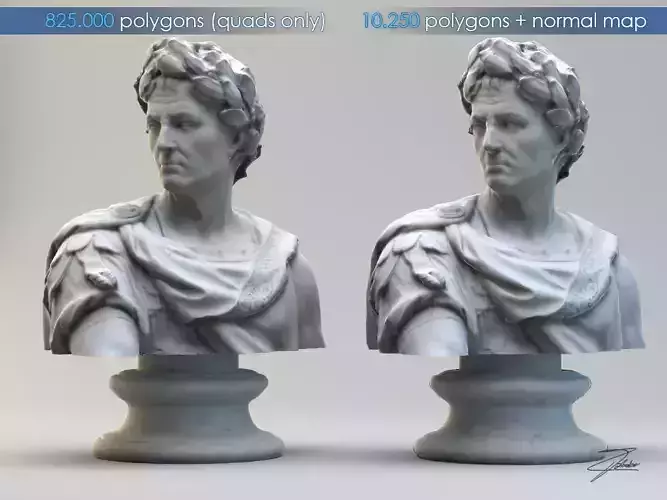 Caius Julius Caesar bust Low-poly 3D model