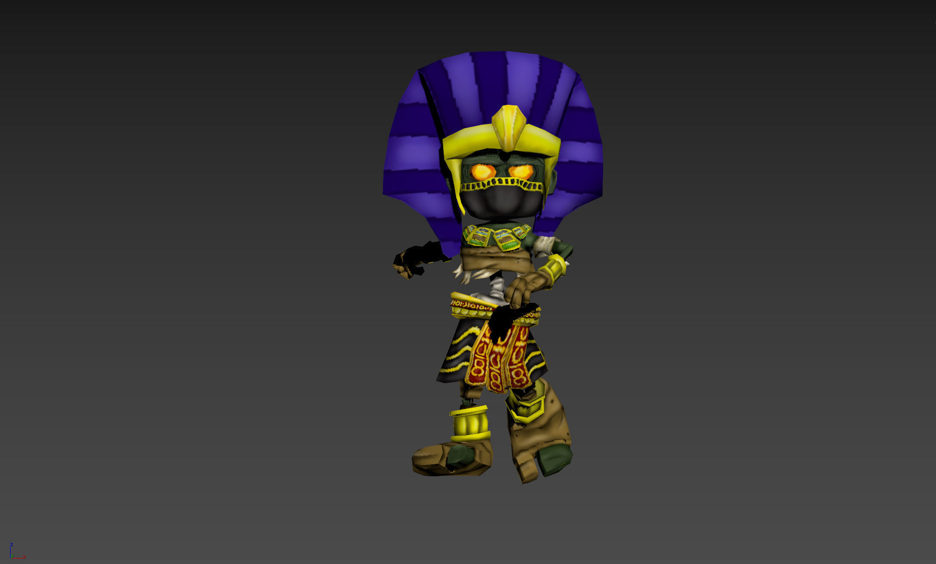 Pharaoh Game Character RIGGED 3D Hand-painted Low-poly 3D model Low-poly 3D model_13