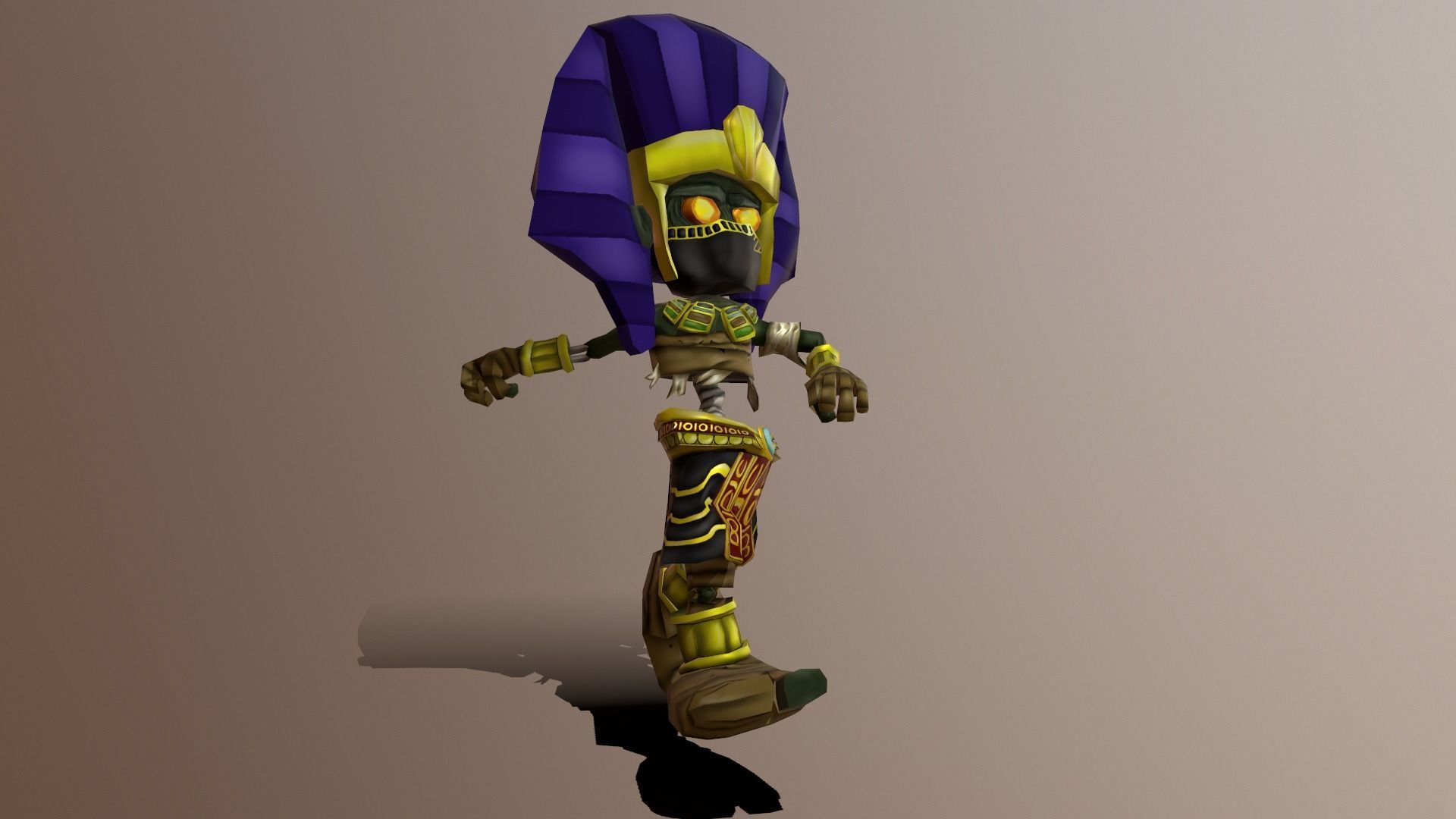 Pharaoh Game Character RIGGED 3D Hand-painted Low-poly 3D model Low-poly 3D model_25