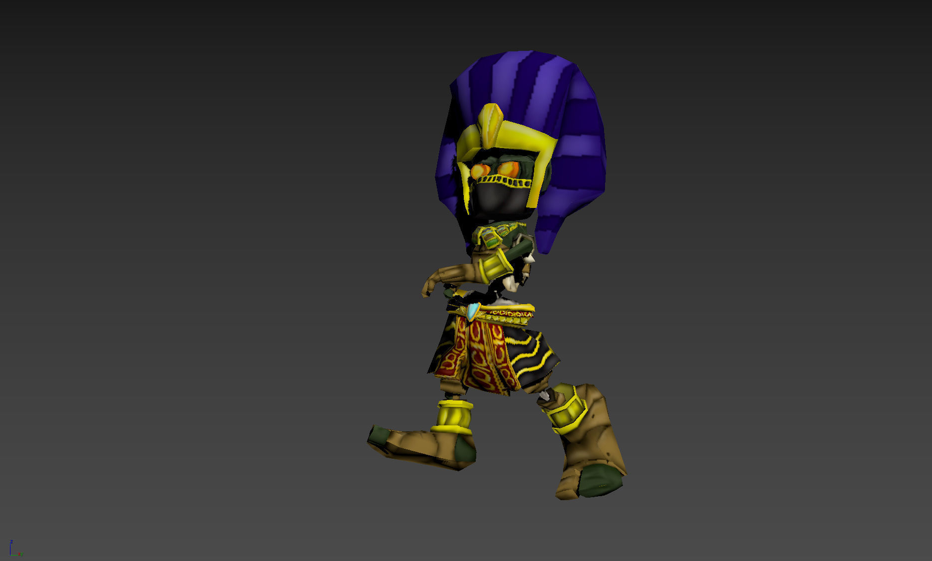 Pharaoh Game Character RIGGED 3D Hand-painted Low-poly 3D model Low-poly 3D model_12
