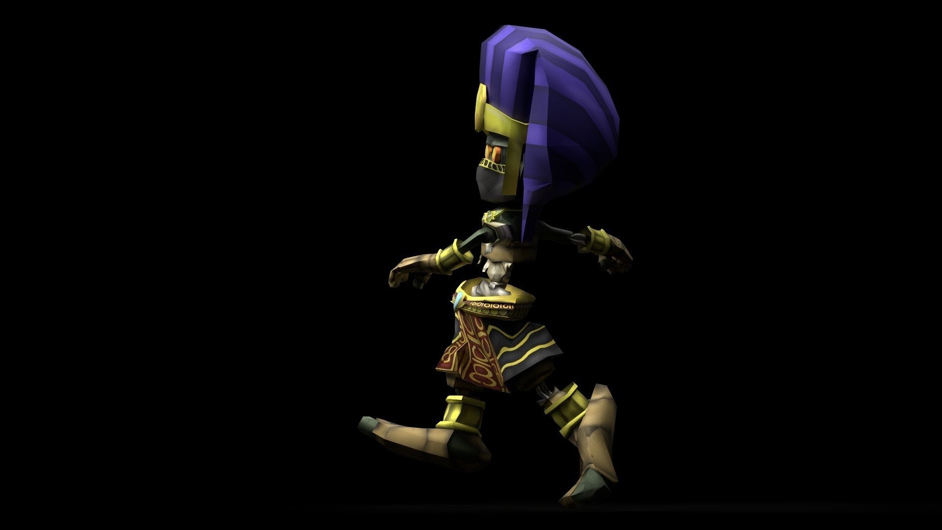Pharaoh Game Character RIGGED 3D Hand-painted Low-poly 3D model Low-poly 3D model_3