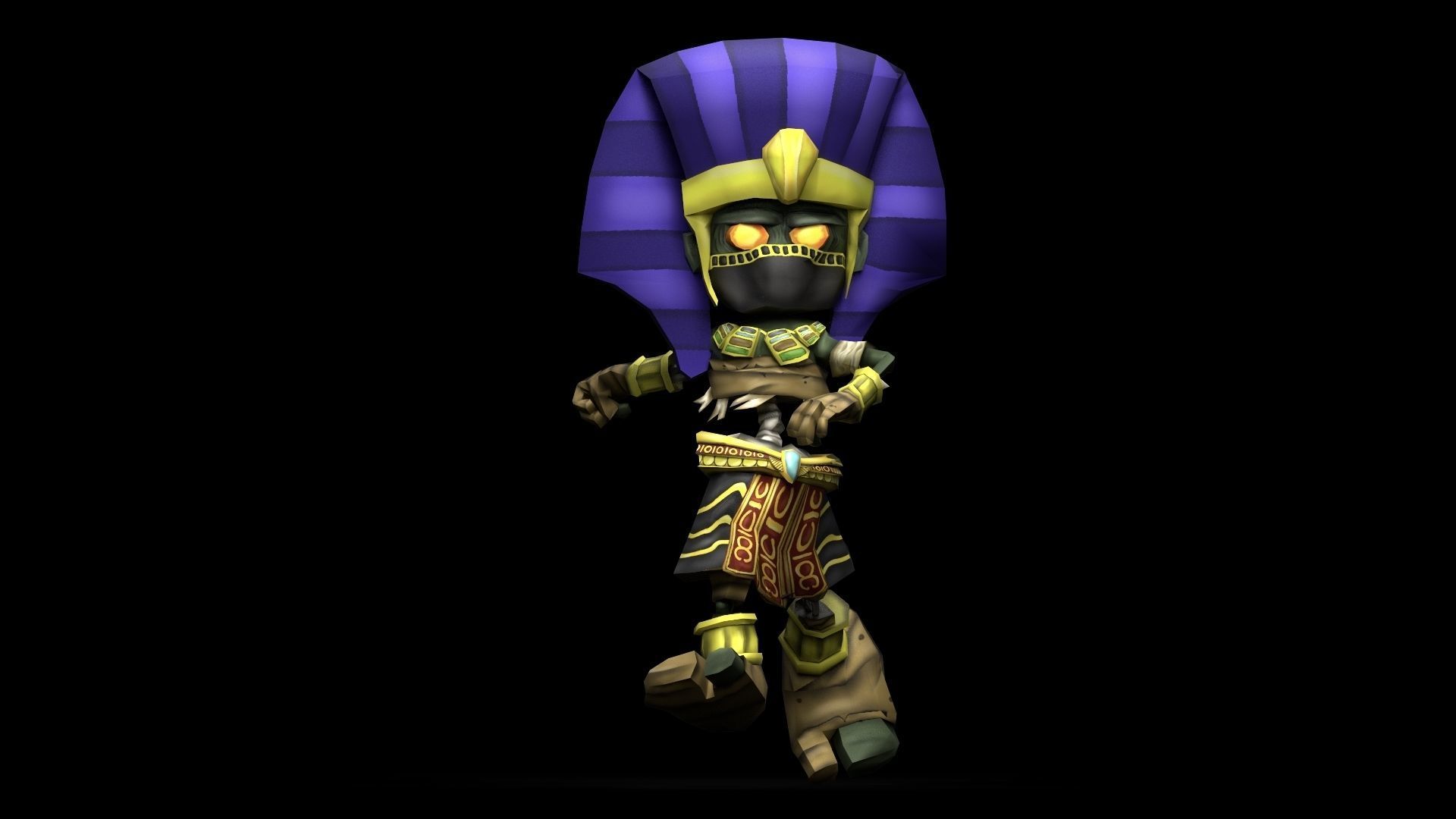Pharaoh Game Character RIGGED 3D Hand-painted Low-poly 3D model Low-poly 3D model_6
