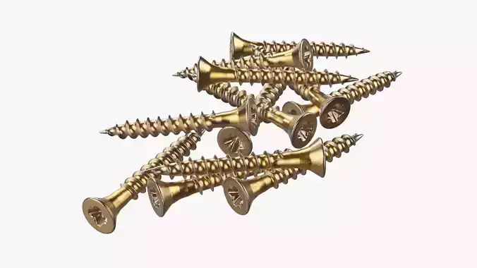 Wood metal screws 01 3D model