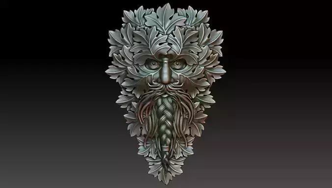 Greenman 3 ornate man mask 3D print model
