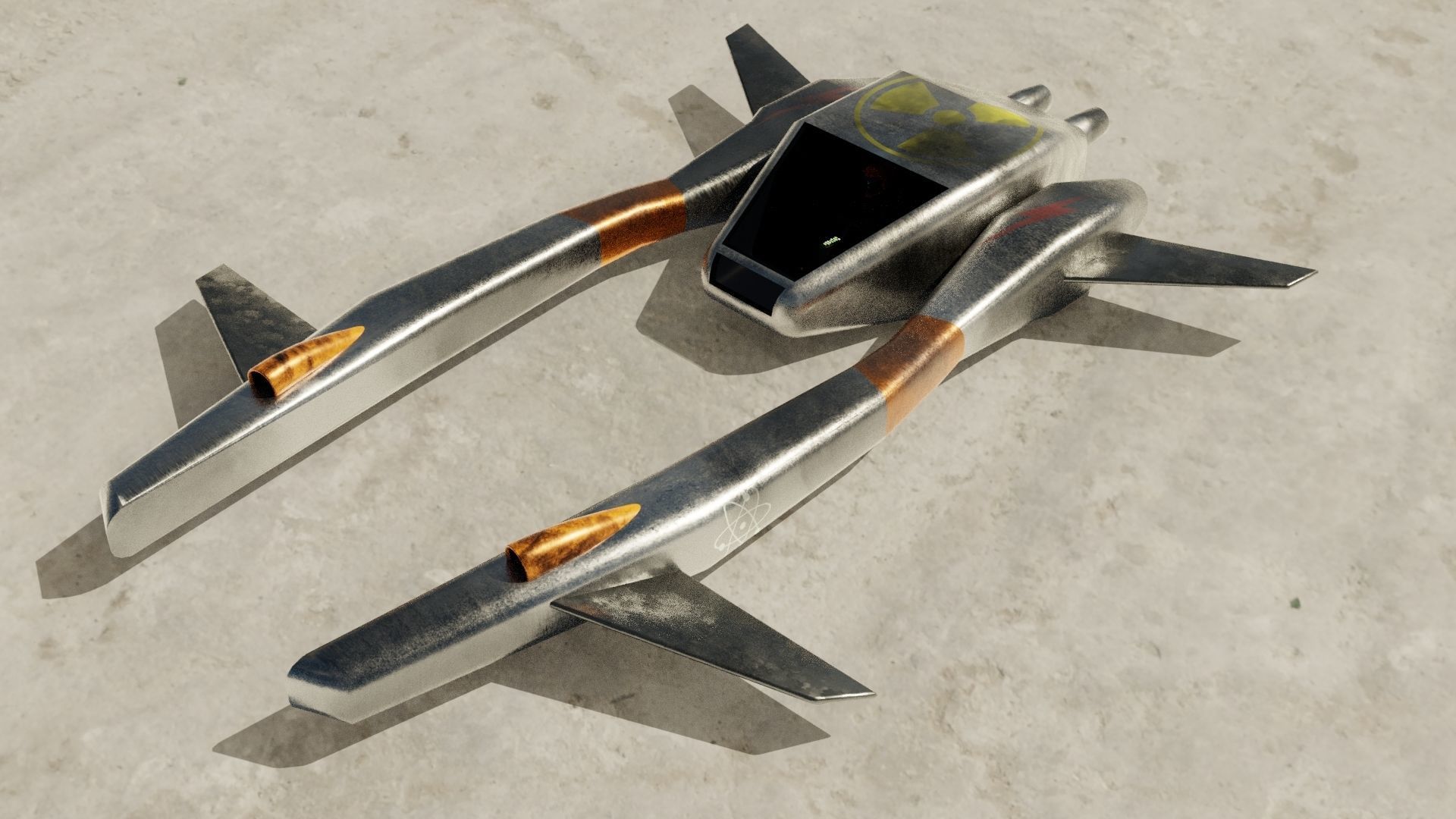 Spaceship 3D model pair of metal blades Low-poly 3D model_1