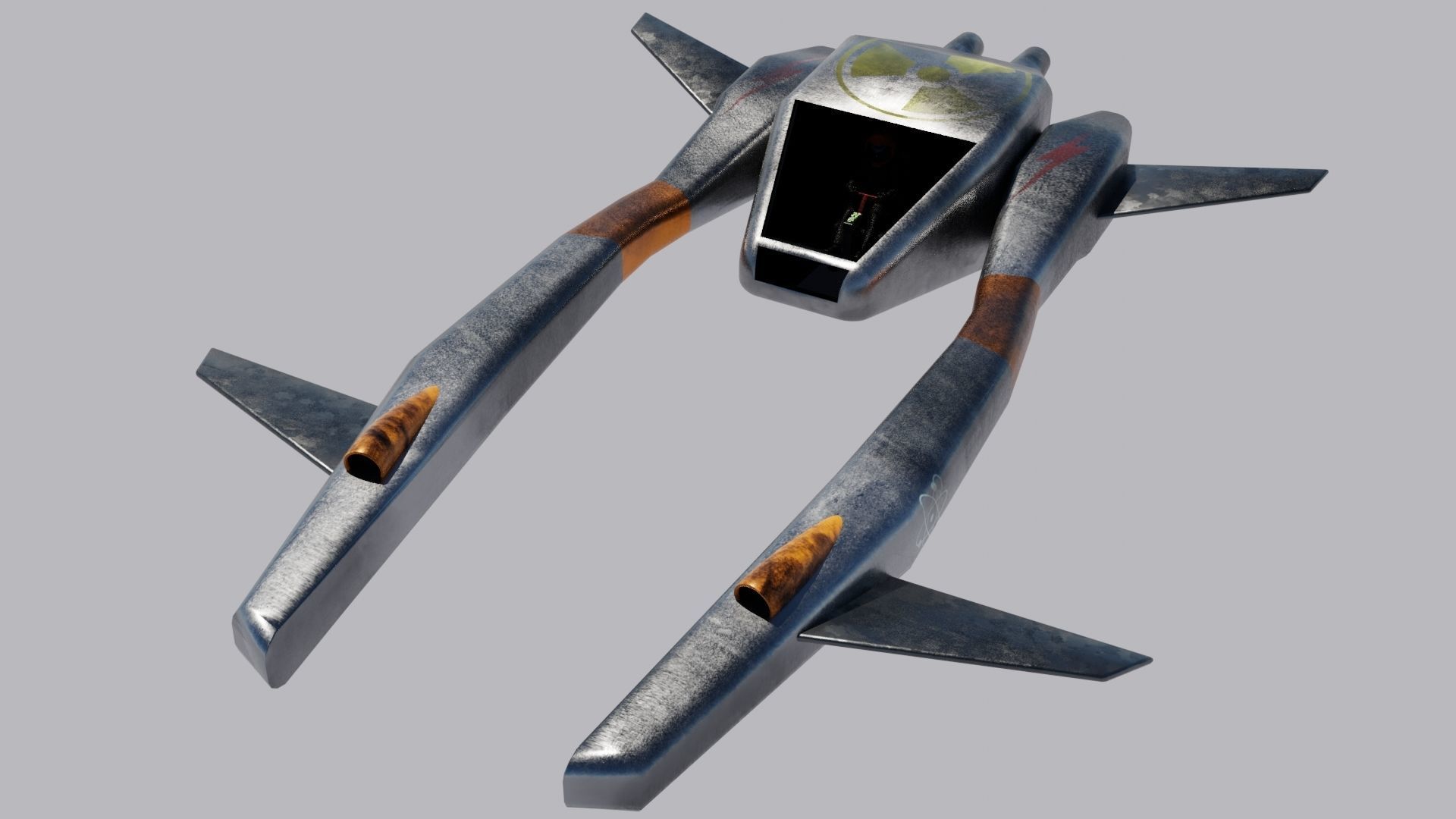 Spaceship 3D model pair of metal blades Low-poly 3D model_5