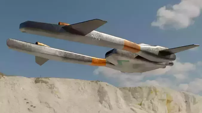 Spaceship 3D model pair of metal blades Low-poly 3D model
