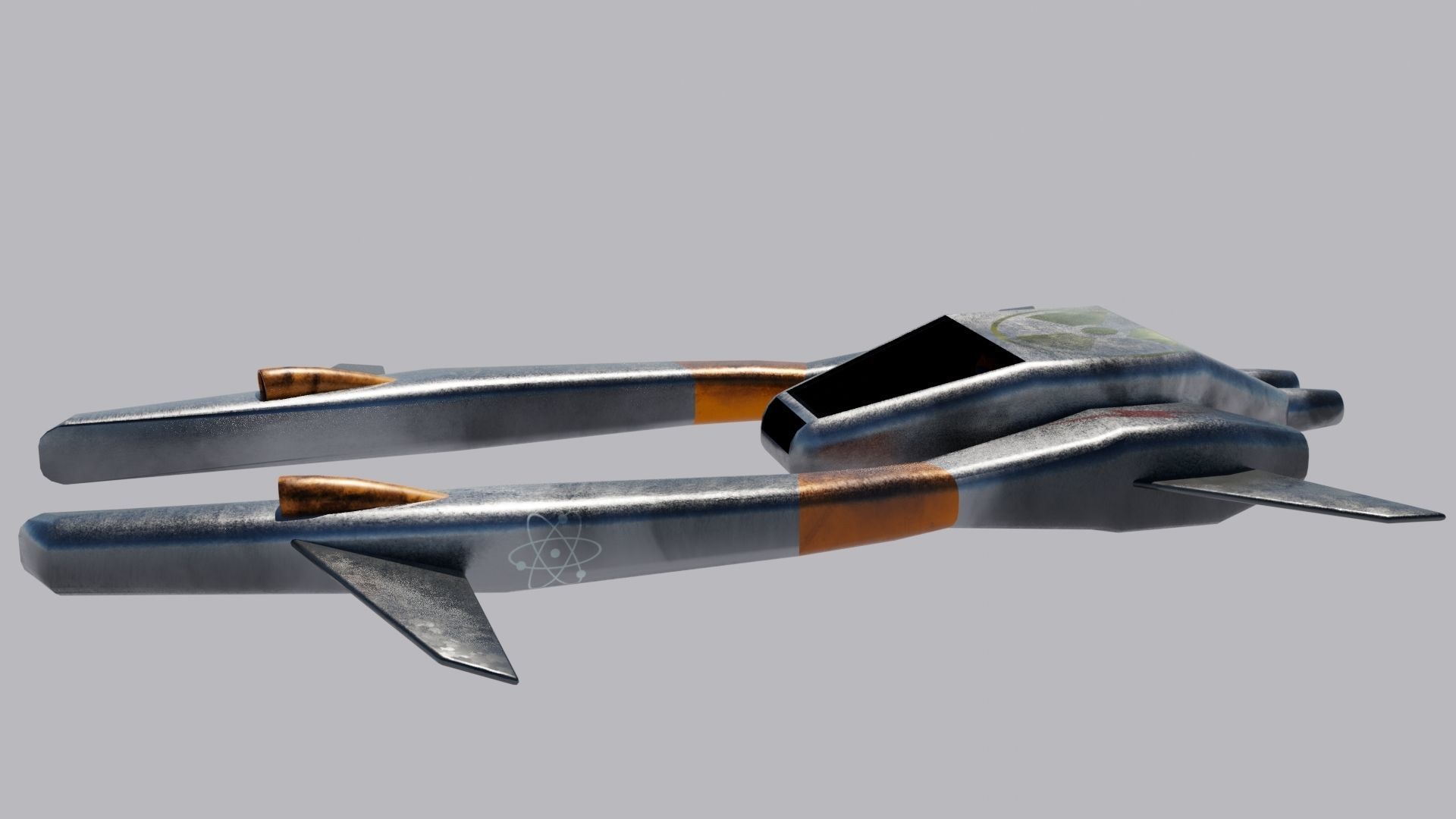 Spaceship 3D model pair of metal blades Low-poly 3D model_2