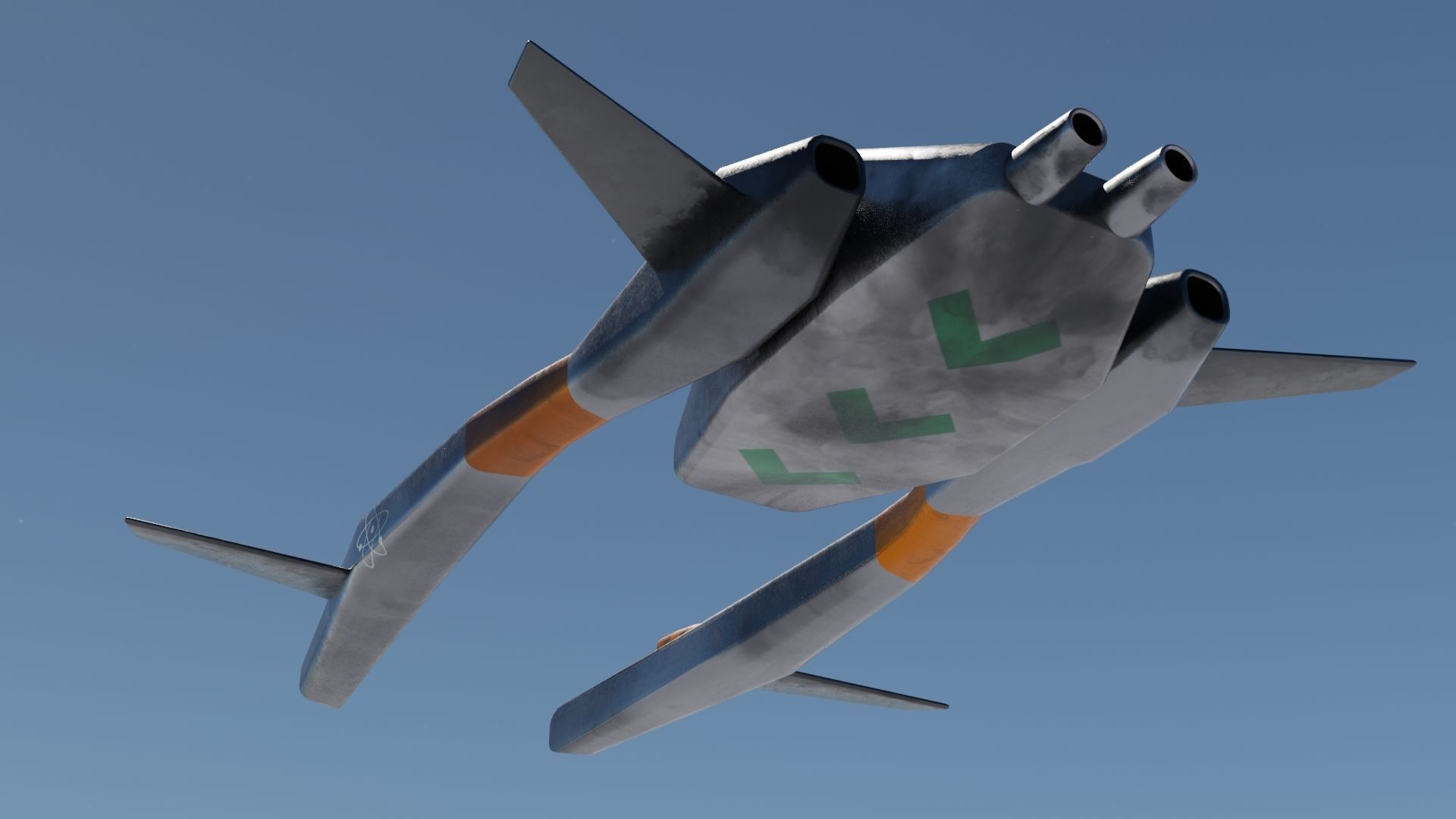 Spaceship 3D model pair of metal blades Low-poly 3D model_8