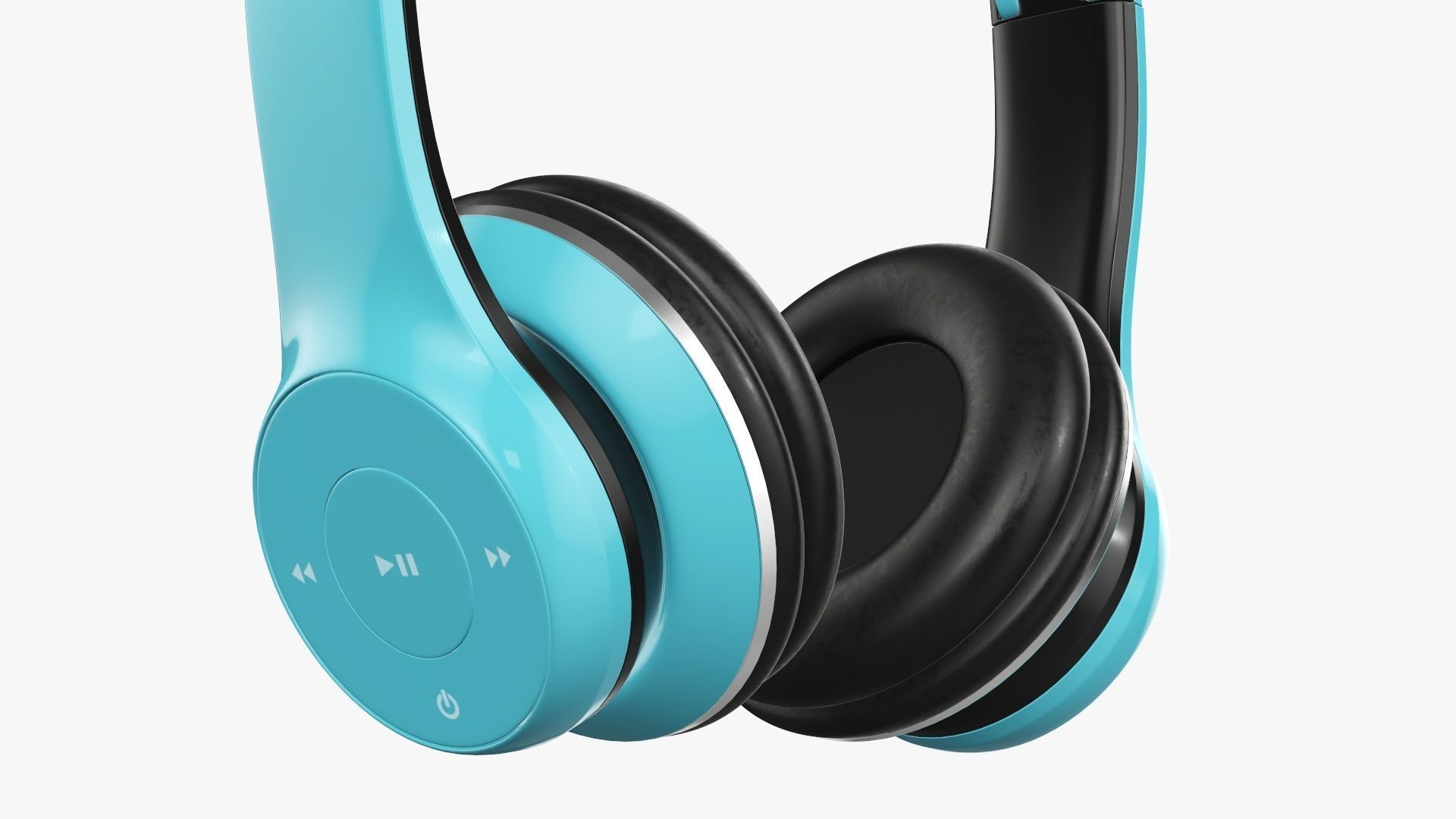 Bluetooth headphones blue 3D model_2