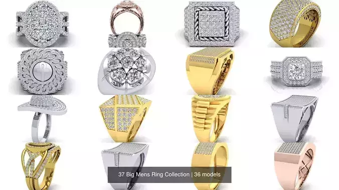 37 Big Mens Ring Collection 