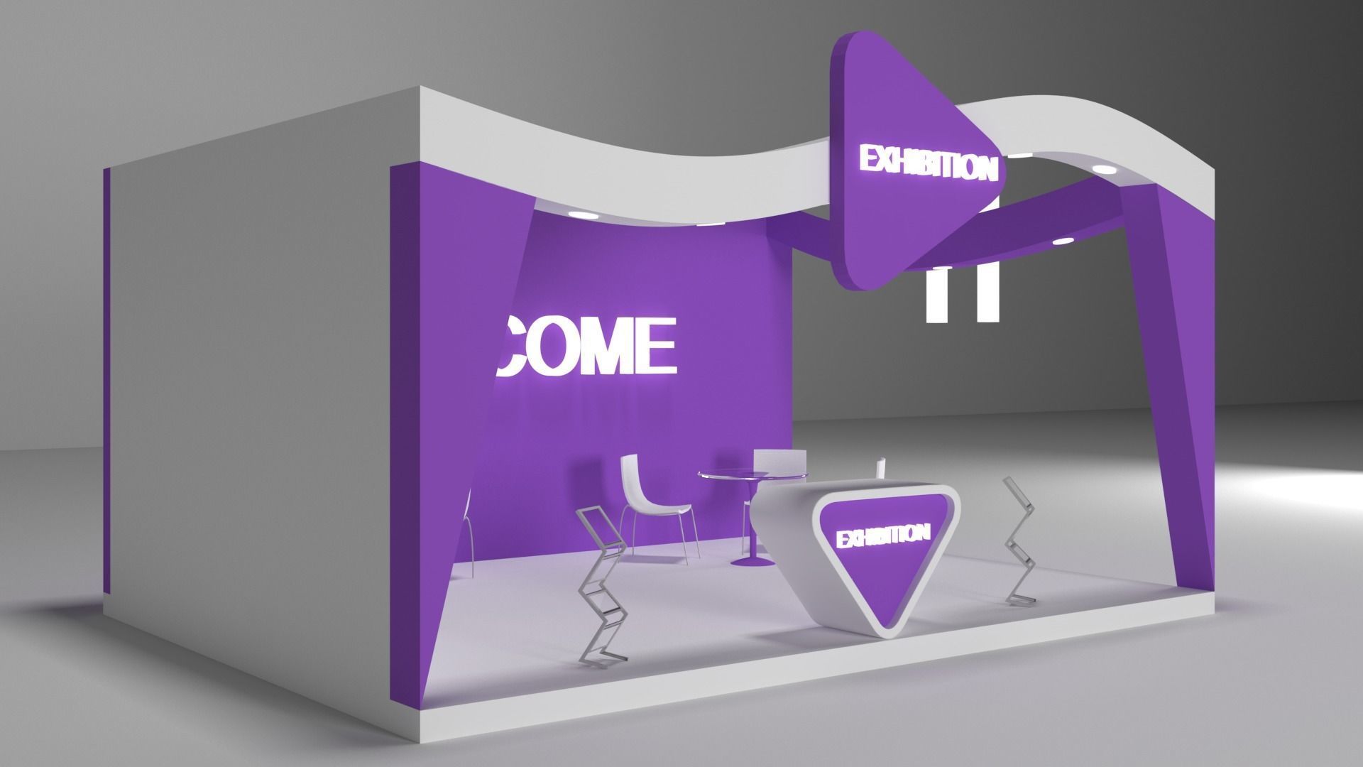 Exhibition Stall Low-poly 3D model_2