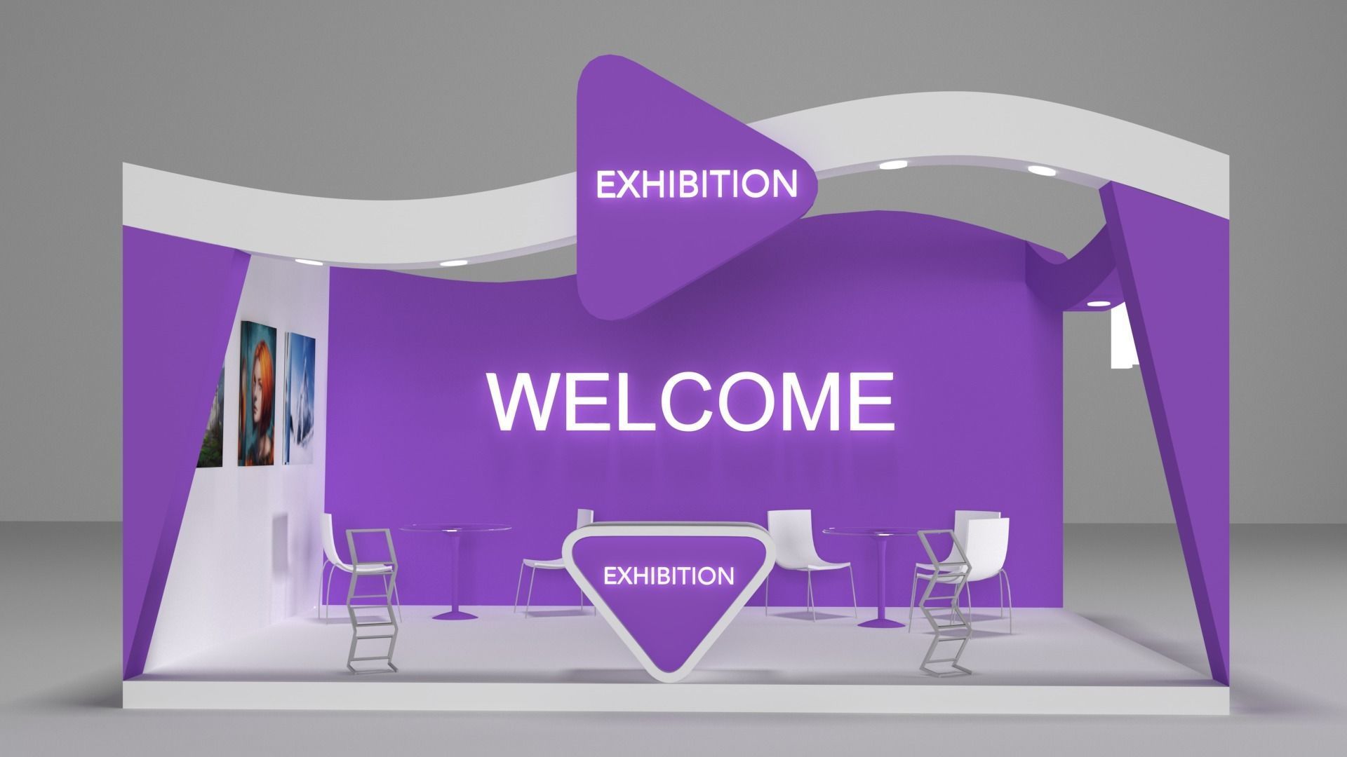 Exhibition Stall Low-poly 3D model_1