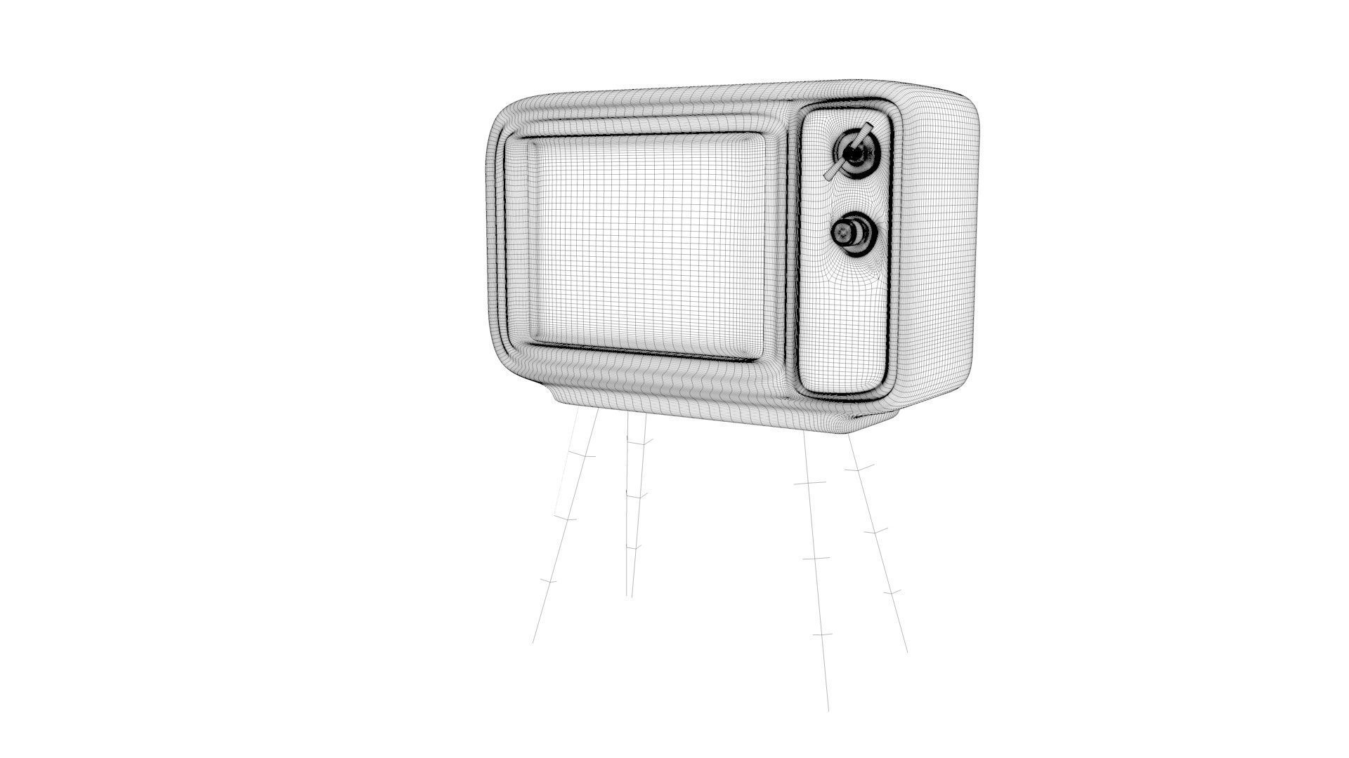 Retro vintage old television set - 3D model 3D model_2
