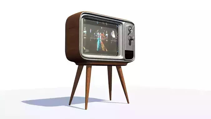 Retro vintage old television set - 3D model