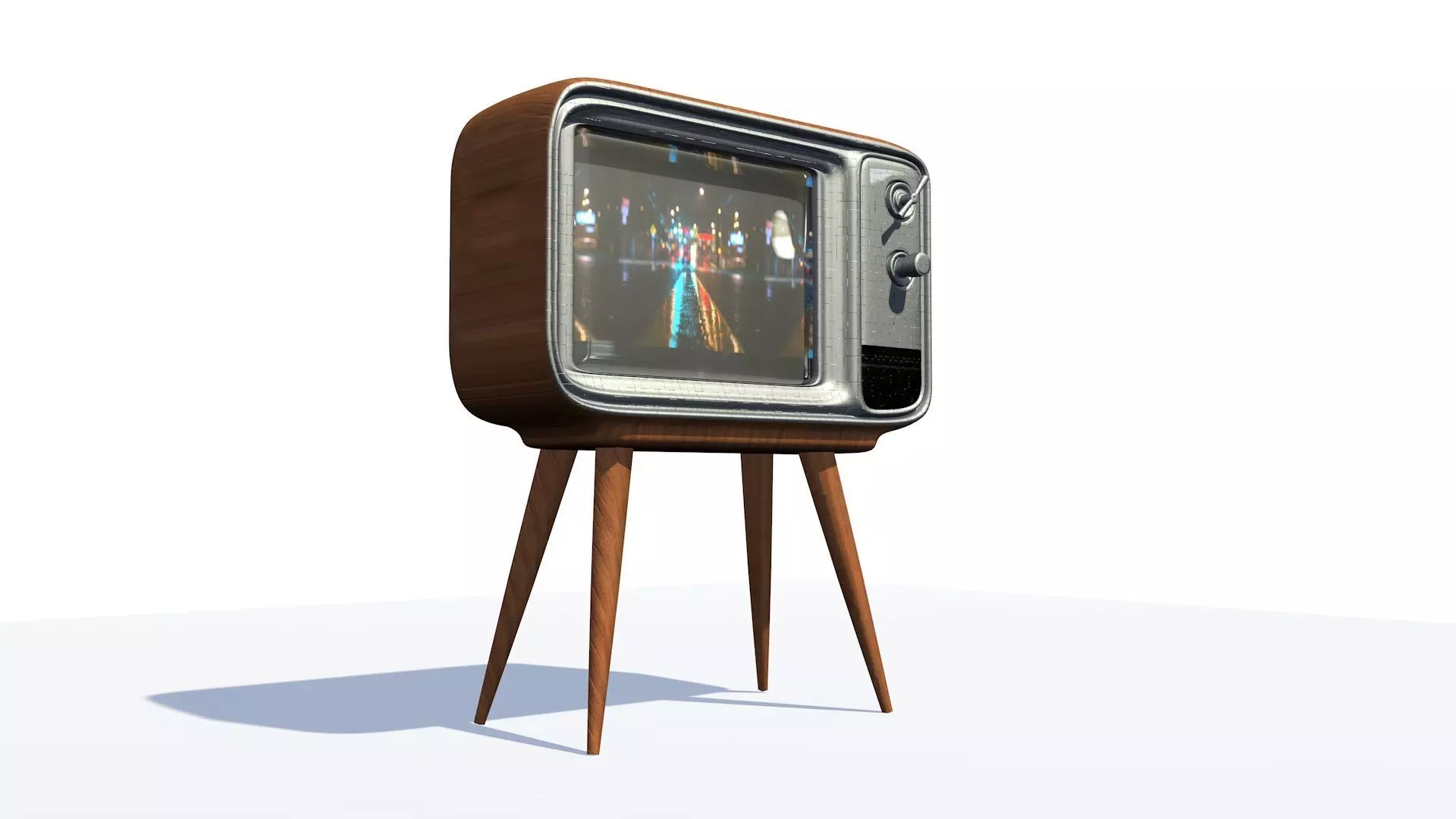 Retro vintage old television set - 3D model 3D model_0