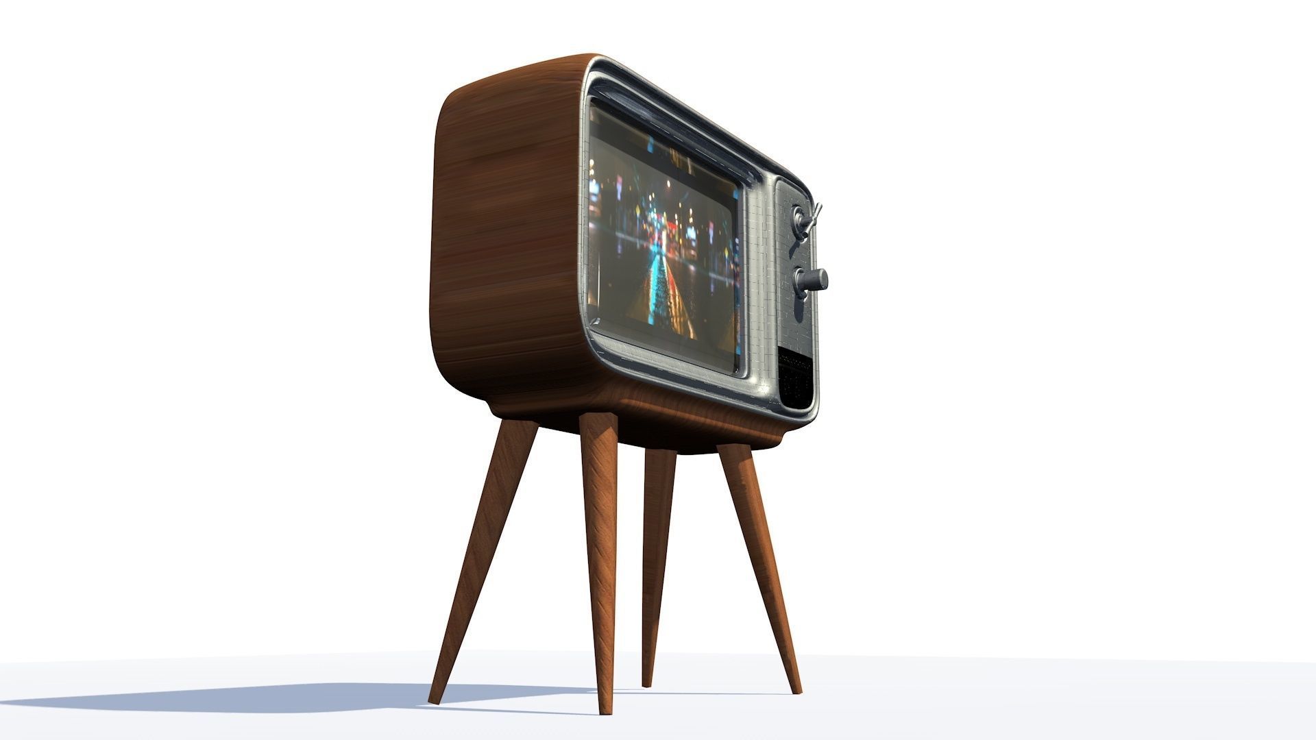 Retro vintage old television set - 3D model 3D model_6