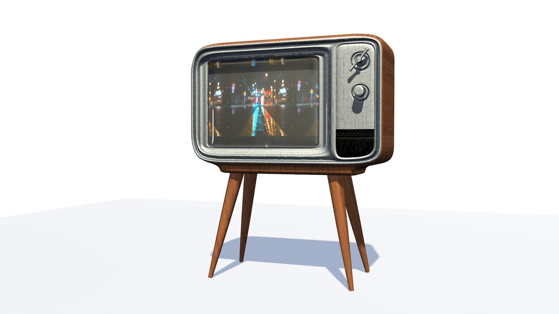 Retro vintage old television set - 3D model 3D model_3