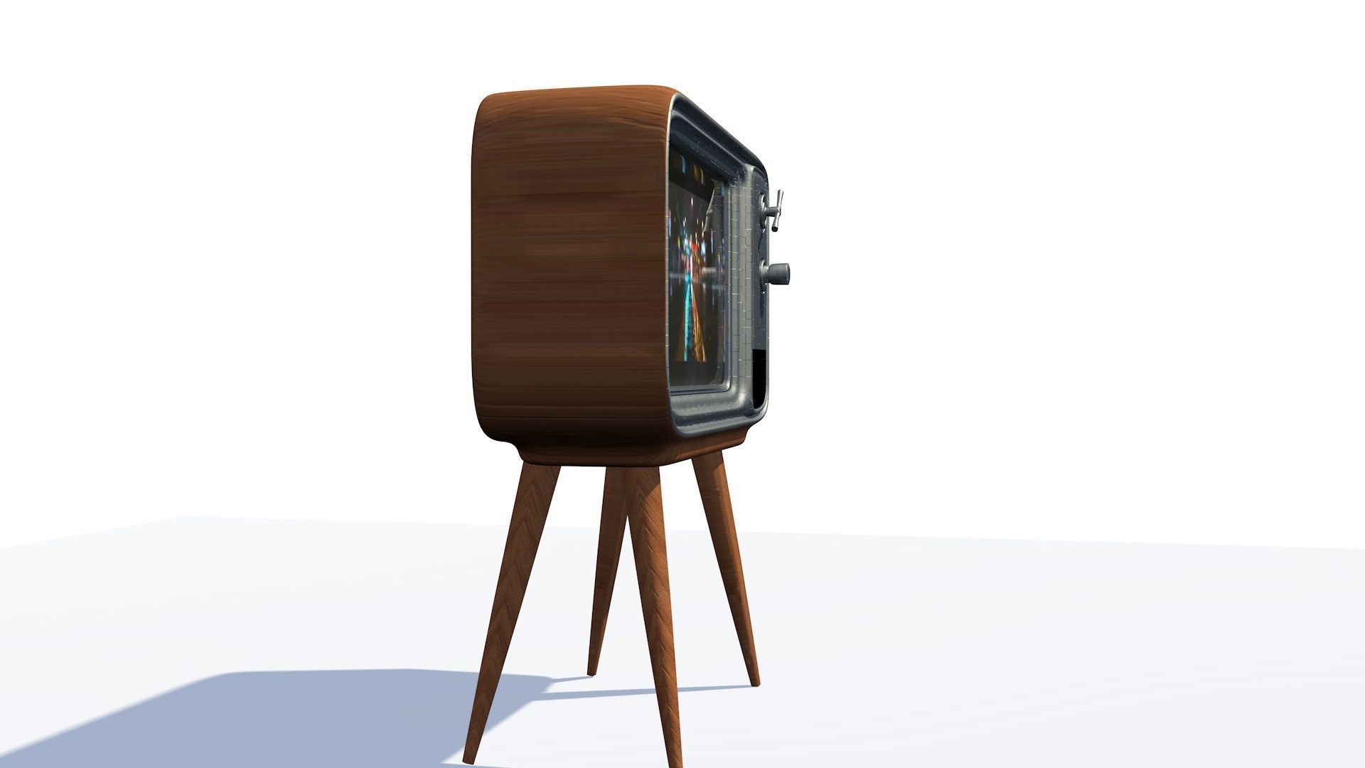 Retro vintage old television set - 3D model 3D model_5
