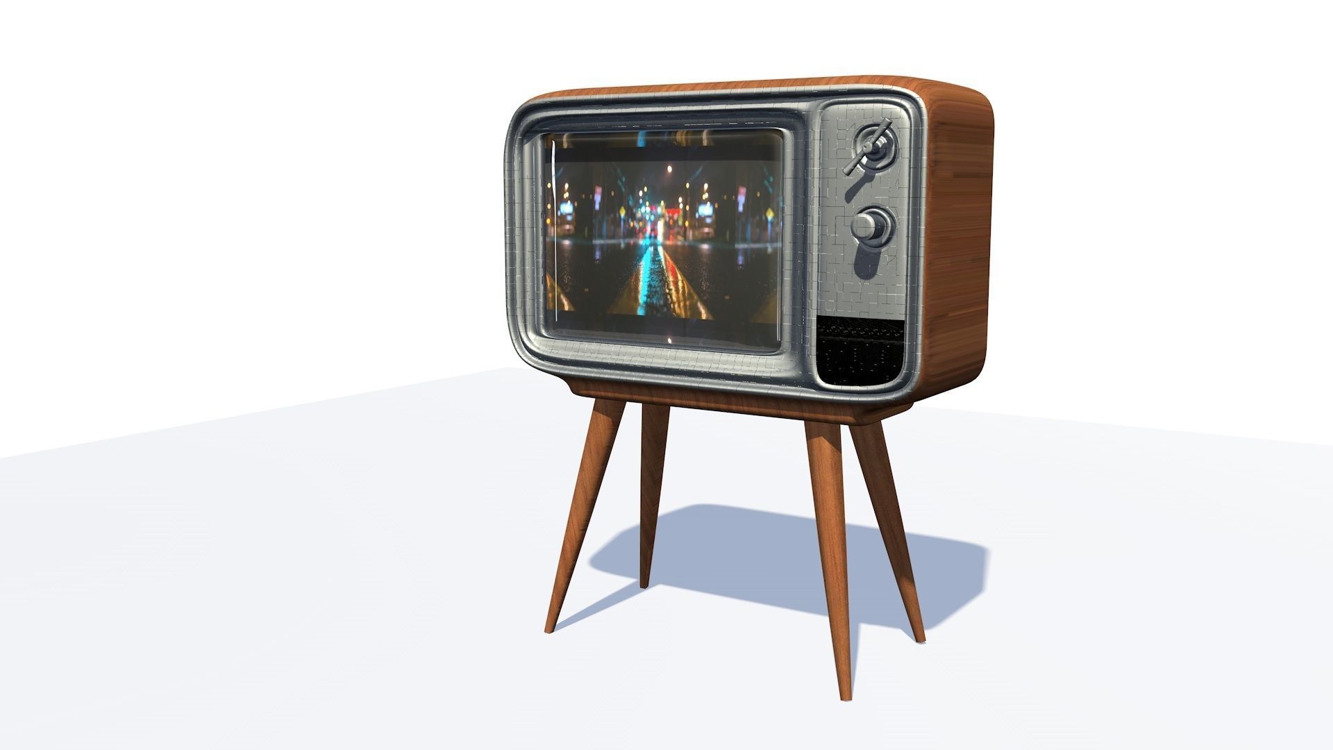 Retro vintage old television set - 3D model 3D model_1