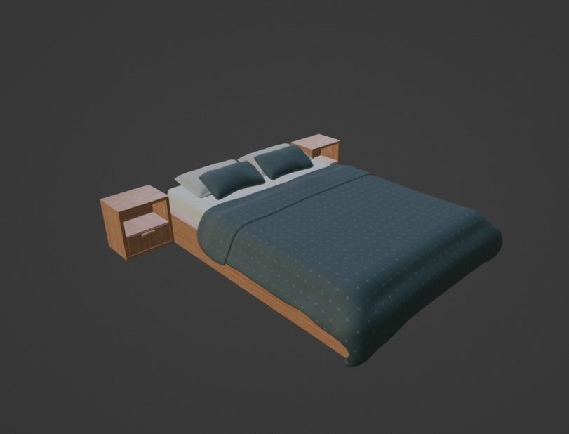 Bed low poly Free 3D model_5