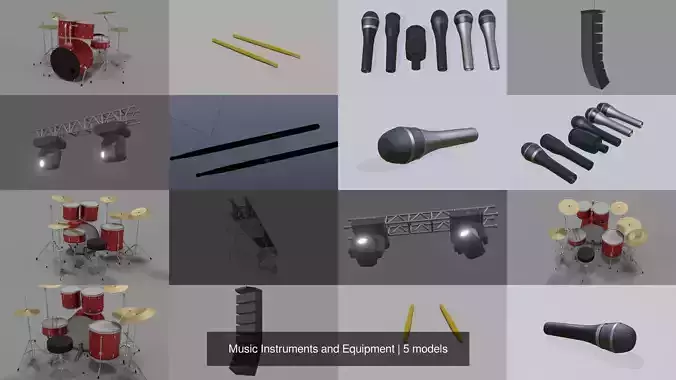 Music Instruments and Equipment 3D Model Collection
