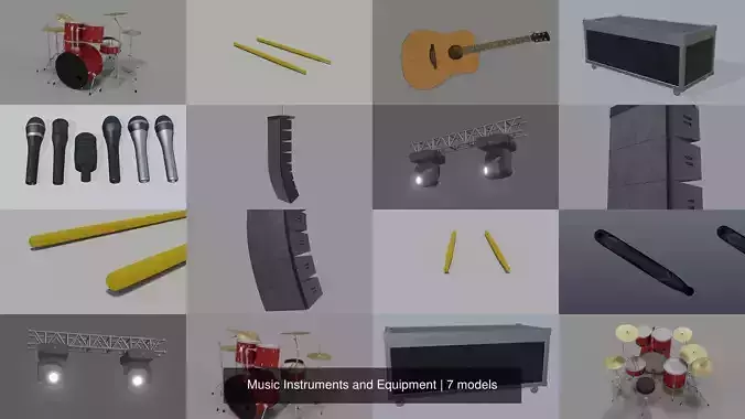 Music Instruments and Equipment 3D Model Collection