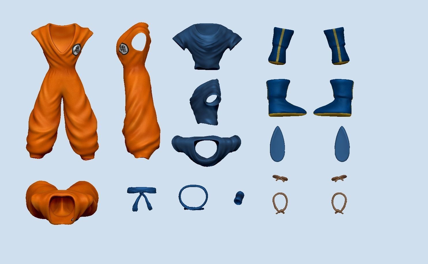 Dragon Ball Goku - Outfit - Character Modeling Low-poly 3D model_5