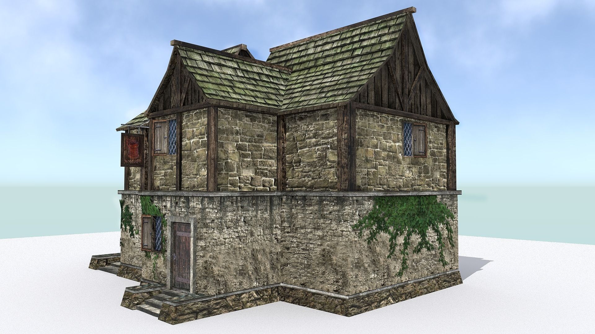 Medieval City Tavern Low-poly 3D model_3