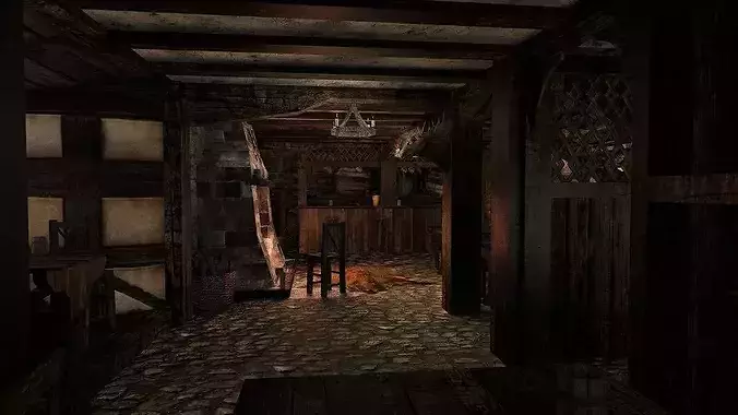 Medieval City Tavern Low-poly 3D model 5